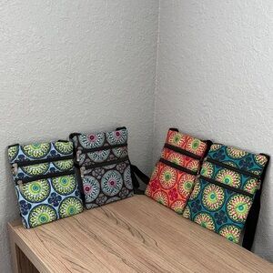 Colorful Mandala Crossbody Bags - Set of Four Multiple Bright Prints